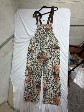 Aelfric Eden Leopard Print Denim Overalls Loose Fit Y2K Streetwear Size L